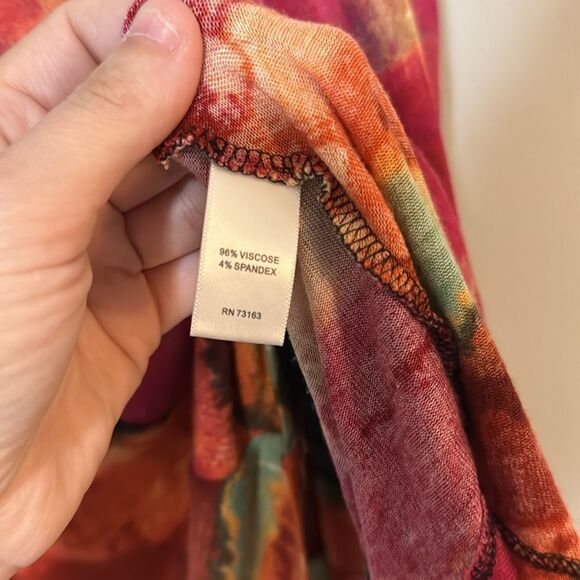 Cupio Vibrant Watercolor Open Tie Back Tank Top Tunic L - Picture 8 of 9